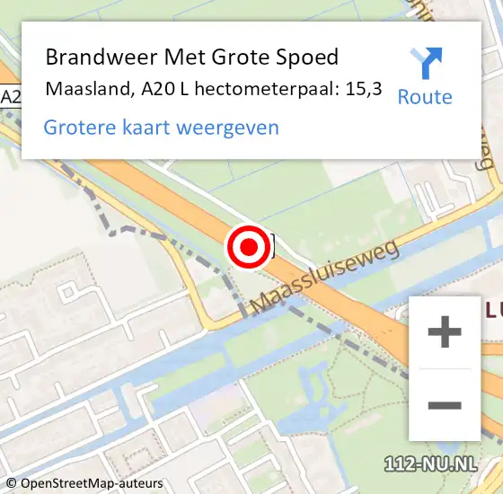 Locatie op kaart van de 112 melding: Brandweer Met Grote Spoed Naar Maasland, A20 Li hectometerpaal: 17,3 op 17 november 2019 01:34