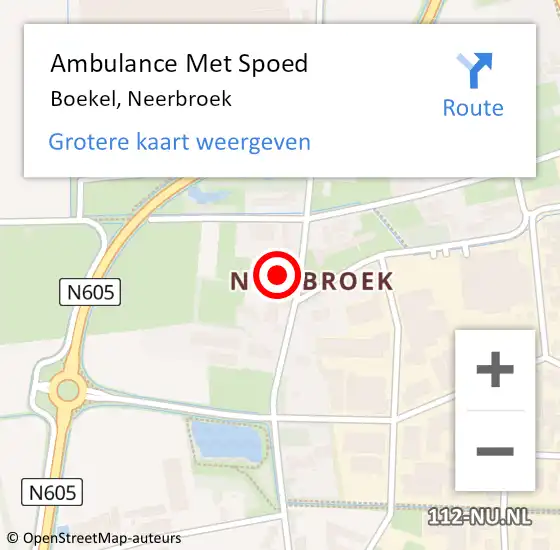 Locatie op kaart van de 112 melding: Ambulance Met Spoed Naar Boekel, Neerbroek op 17 november 2019 02:28