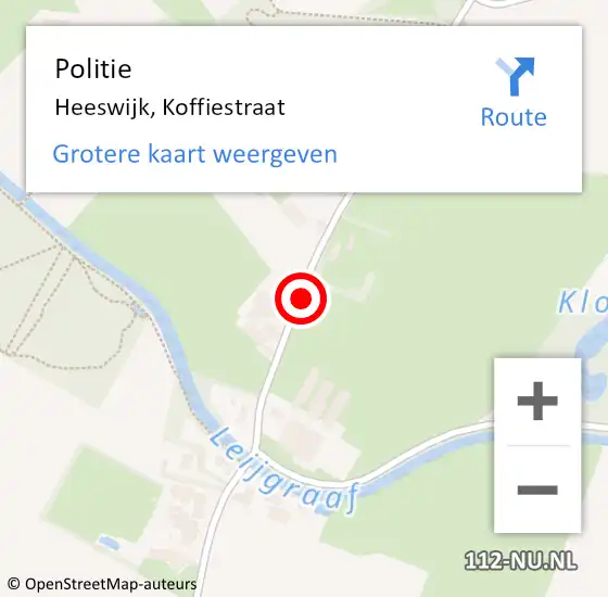 Locatie op kaart van de 112 melding: Politie Heeswijk, Koffiestraat op 17 november 2019 02:47