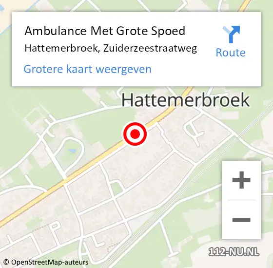 Locatie op kaart van de 112 melding: Ambulance Met Grote Spoed Naar Hattemerbroek, Zuiderzeestraatweg op 17 november 2019 07:38