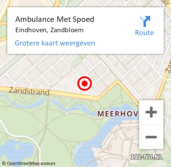 Locatie op kaart van de 112 melding: Ambulance Met Spoed Naar Eindhoven, Zandbloem op 17 november 2019 08:35
