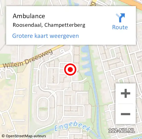 Locatie op kaart van de 112 melding: Ambulance Roosendaal, Champetterberg op 17 november 2019 10:06