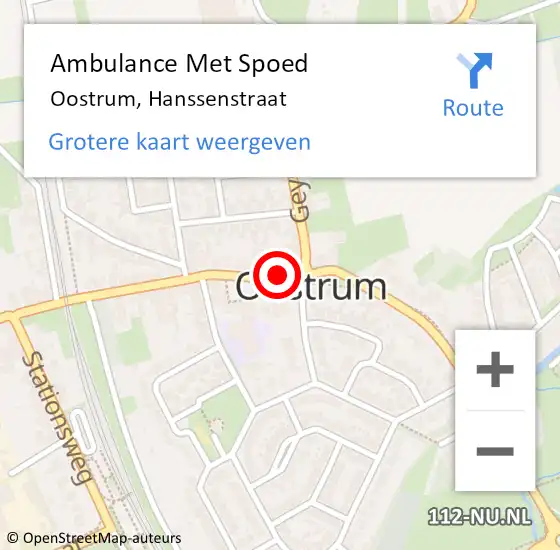 Locatie op kaart van de 112 melding: Ambulance Met Spoed Naar Oostrum, Hanssenstraat op 17 november 2019 10:07