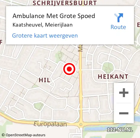 Locatie op kaart van de 112 melding: Ambulance Met Grote Spoed Naar Kaatsheuvel, Meierijlaan op 17 november 2019 11:22