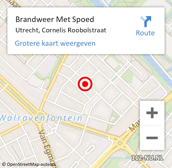 Locatie op kaart van de 112 melding: Brandweer Met Spoed Naar Utrecht, Cornelis Roobolstraat op 17 november 2019 14:17
