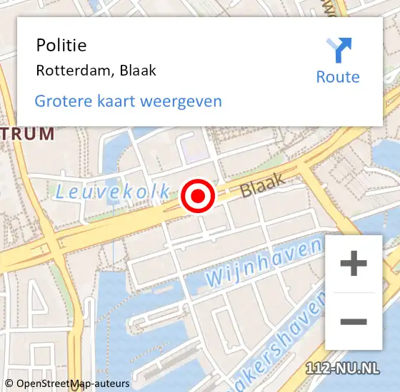 Locatie op kaart van de 112 melding: Politie Rotterdam, Blaak op 17 november 2019 14:43