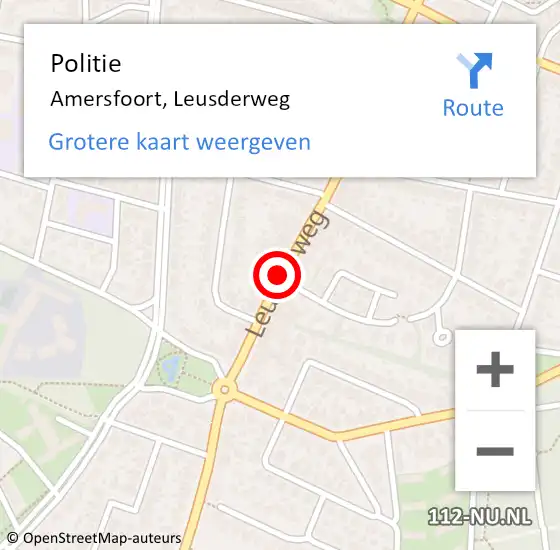 Locatie op kaart van de 112 melding: Politie Amersfoort, Leusderweg op 17 november 2019 15:33