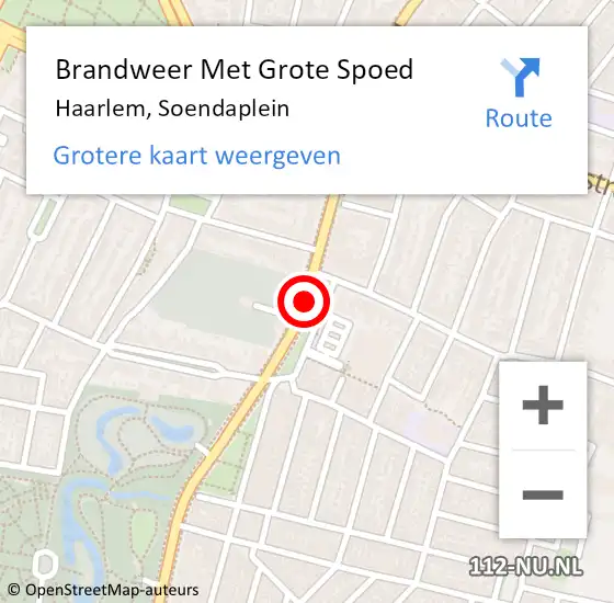 Locatie op kaart van de 112 melding: Brandweer Met Grote Spoed Naar Haarlem, Soendaplein op 17 november 2019 16:30