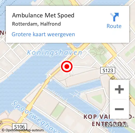 Locatie op kaart van de 112 melding: Ambulance Met Spoed Naar Rotterdam, Halfrond op 17 november 2019 16:58