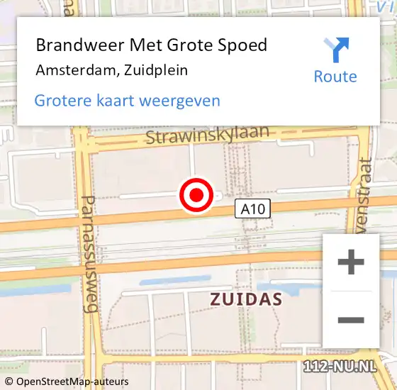 Locatie op kaart van de 112 melding: Brandweer Met Grote Spoed Naar Amsterdam, Zuidplein op 17 november 2019 17:54