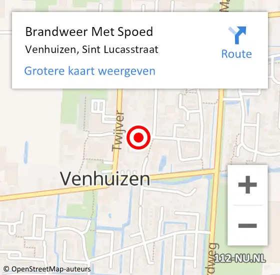 Locatie op kaart van de 112 melding: Brandweer Met Spoed Naar Venhuizen, Sint Lucasstraat op 17 november 2019 17:56