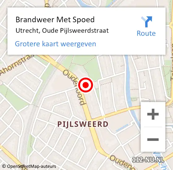 Locatie op kaart van de 112 melding: Brandweer Met Spoed Naar Utrecht, Oude Pijlsweerdstraat op 17 november 2019 17:59