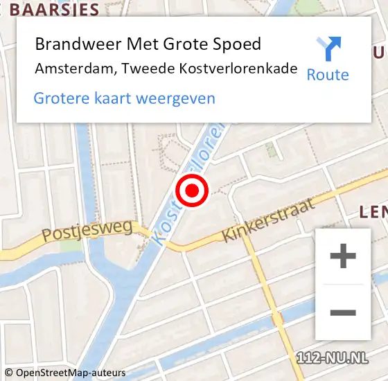 Locatie op kaart van de 112 melding: Brandweer Met Grote Spoed Naar Amsterdam, Tweede Kostverlorenkade op 17 november 2019 18:02