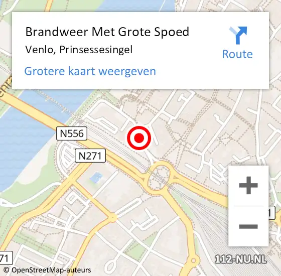Locatie op kaart van de 112 melding: Brandweer Met Grote Spoed Naar Venlo, Prinsessesingel op 17 november 2019 18:11