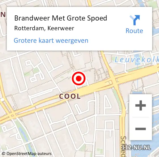 Locatie op kaart van de 112 melding: Brandweer Met Grote Spoed Naar Rotterdam, Keerweer op 17 november 2019 18:19