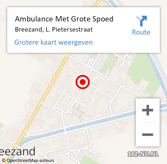 Locatie op kaart van de 112 melding: Ambulance Met Grote Spoed Naar Breezand, L. Pietersestraat op 17 november 2019 18:20