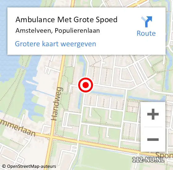 Locatie op kaart van de 112 melding: Ambulance Met Grote Spoed Naar Amstelveen, Populierenlaan op 17 november 2019 18:43