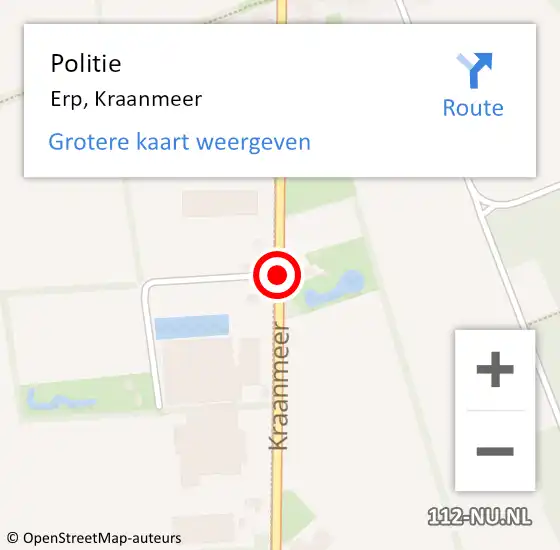Locatie op kaart van de 112 melding: Politie Erp, Kraanmeer op 17 november 2019 18:48