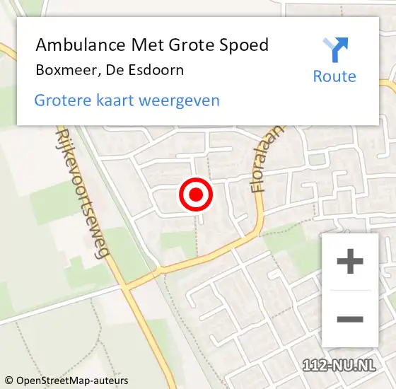 Locatie op kaart van de 112 melding: Ambulance Met Grote Spoed Naar Boxmeer, De Esdoorn op 17 november 2019 20:15