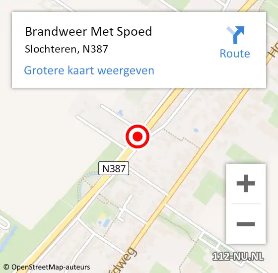 Locatie op kaart van de 112 melding: Brandweer Met Spoed Naar Slochteren, N387 op 18 november 2019 07:40
