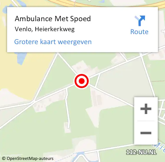 Locatie op kaart van de 112 melding: Ambulance Met Spoed Naar Venlo, Heierkerkweg op 18 november 2019 07:45