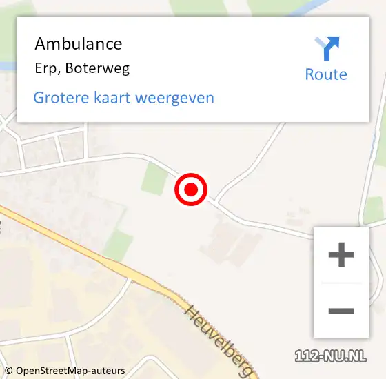 Locatie op kaart van de 112 melding: Ambulance Erp, Boterweg op 18 november 2019 11:15