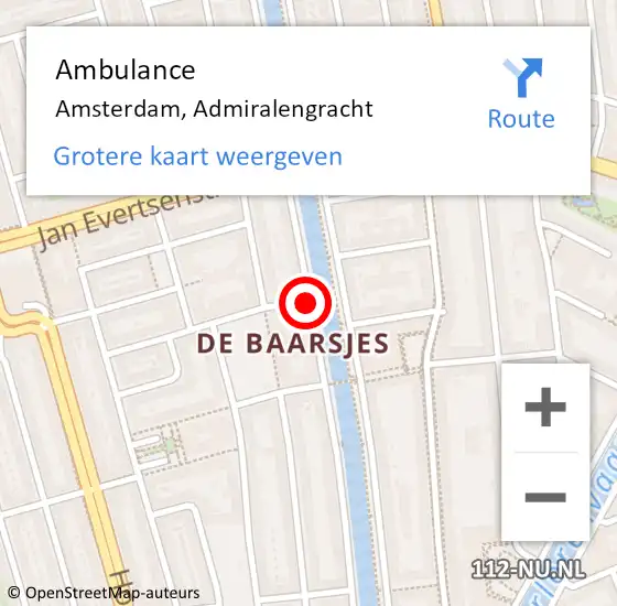 Locatie op kaart van de 112 melding: Ambulance Amsterdam, Admiralengracht op 18 november 2019 12:13