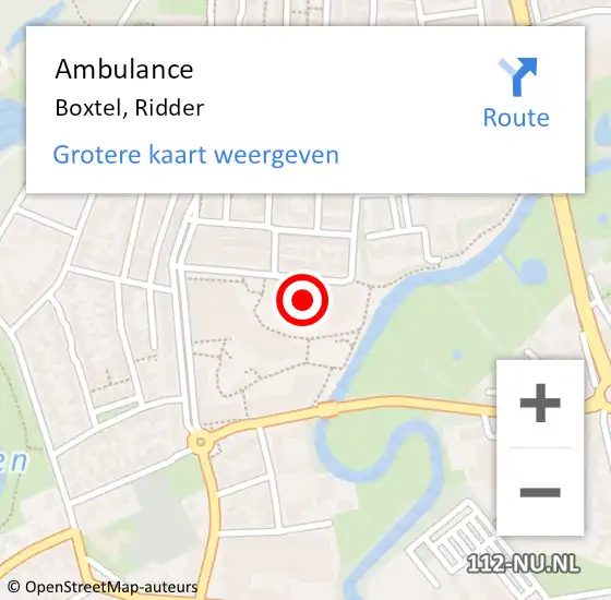 Locatie op kaart van de 112 melding: Ambulance Boxtel, Ridder op 18 november 2019 12:42