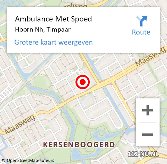 Locatie op kaart van de 112 melding: Ambulance Met Spoed Naar Hoorn Nh, Timpaan op 18 november 2019 12:57
