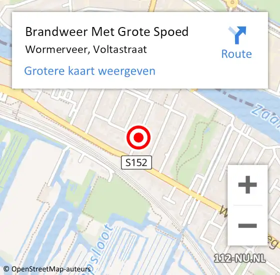 Locatie op kaart van de 112 melding: Brandweer Met Grote Spoed Naar Wormerveer, Voltastraat op 19 november 2019 02:50