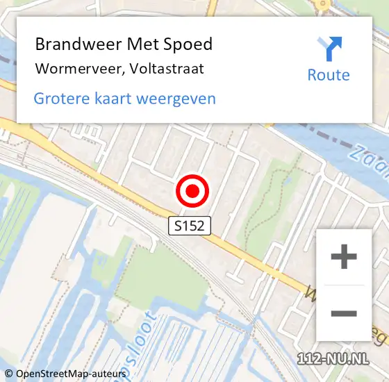 Locatie op kaart van de 112 melding: Brandweer Met Spoed Naar Wormerveer, Voltastraat op 19 november 2019 03:10