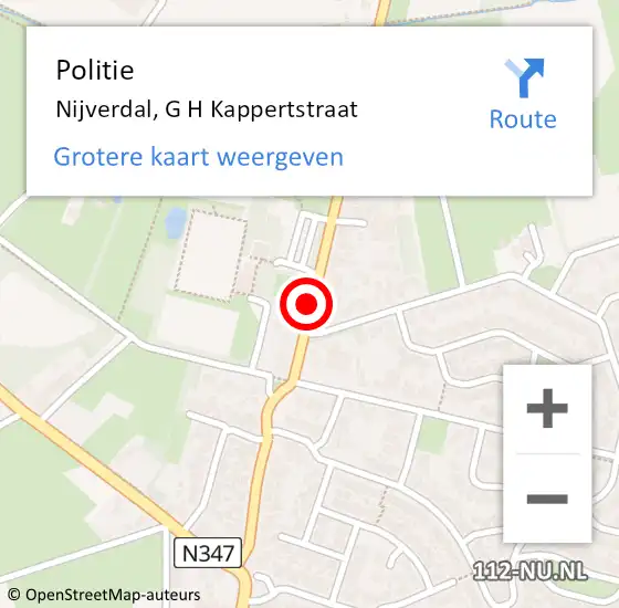 Locatie op kaart van de 112 melding: Politie Nijverdal, G H Kappertstraat op 19 november 2019 07:54