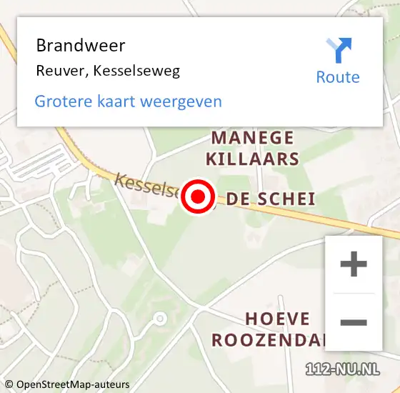 Locatie op kaart van de 112 melding: Brandweer Reuver, Kesselseweg op 19 november 2019 08:04