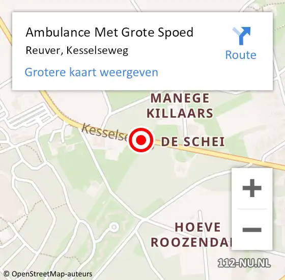 Locatie op kaart van de 112 melding: Ambulance Met Grote Spoed Naar Reuver, Kesselseweg op 19 november 2019 08:05