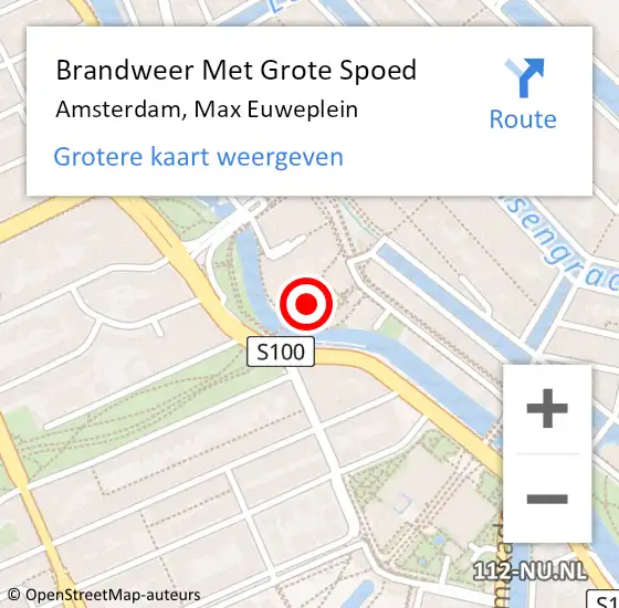 Locatie op kaart van de 112 melding: Brandweer Met Grote Spoed Naar Amsterdam, Max Euweplein op 19 november 2019 08:58
