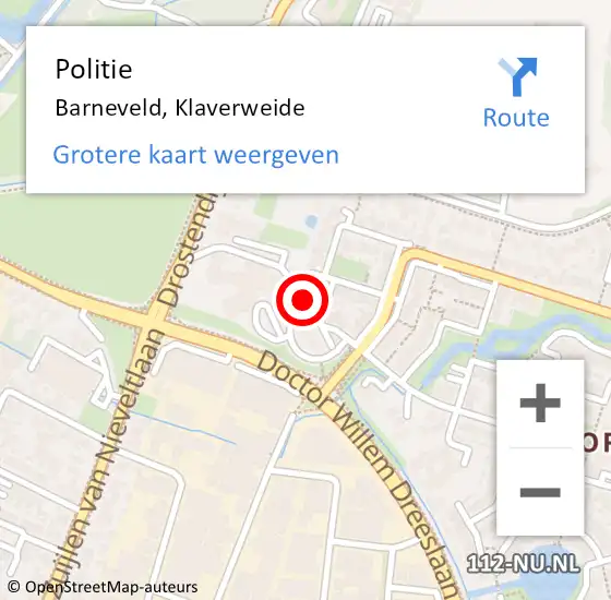 Locatie op kaart van de 112 melding: Politie Barneveld, Klaverweide op 19 november 2019 10:41