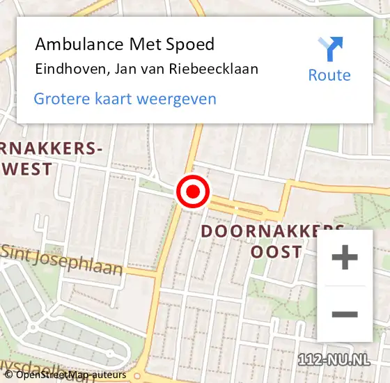 Locatie op kaart van de 112 melding: Ambulance Met Spoed Naar Eindhoven, Jan van Riebeecklaan op 19 november 2019 10:49