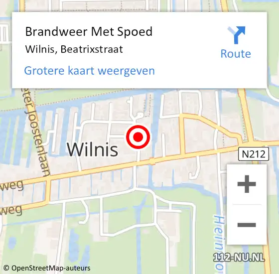 Locatie op kaart van de 112 melding: Brandweer Met Spoed Naar Wilnis, Beatrixstraat op 19 november 2019 11:25