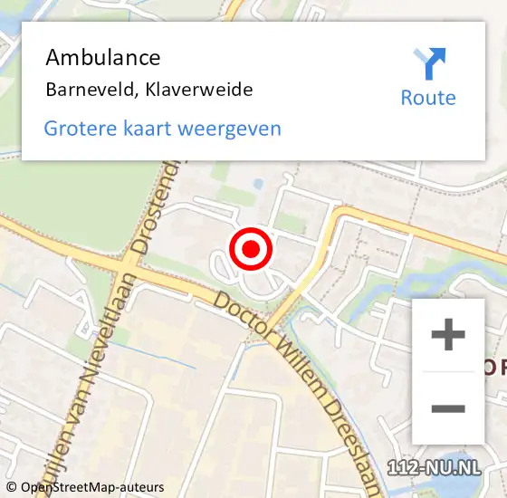 Locatie op kaart van de 112 melding: Ambulance Barneveld, Klaverweide op 19 november 2019 13:30
