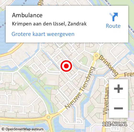Locatie op kaart van de 112 melding: Ambulance Krimpen aan den IJssel, Zandrak op 19 november 2019 15:53