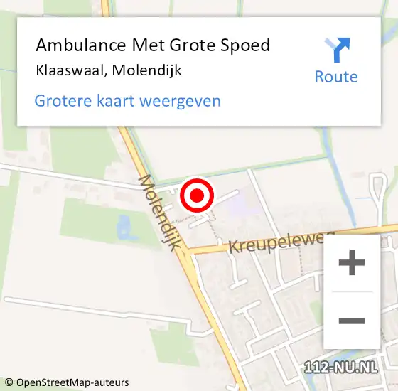 Locatie op kaart van de 112 melding: Ambulance Met Grote Spoed Naar Klaaswaal, Molendijk op 19 november 2019 16:46