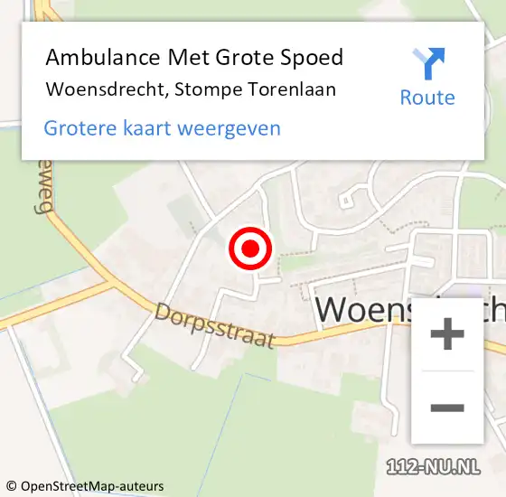 Locatie op kaart van de 112 melding: Ambulance Met Grote Spoed Naar Woensdrecht, Stompe Torenlaan op 19 november 2019 17:02