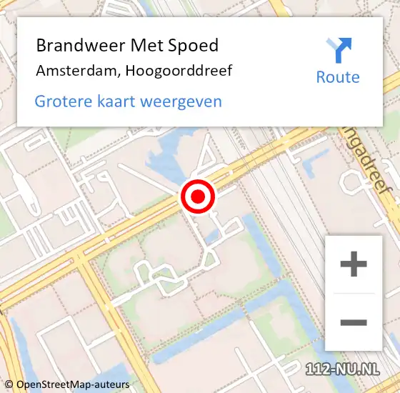 Locatie op kaart van de 112 melding: Brandweer Met Spoed Naar Amsterdam, Hoogoorddreef op 19 november 2019 17:24