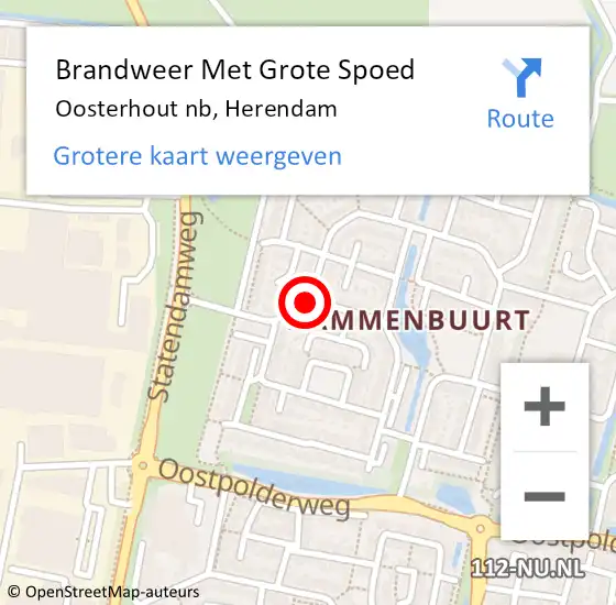 Locatie op kaart van de 112 melding: Brandweer Met Grote Spoed Naar Oosterhout nb, Herendam op 19 november 2019 18:14