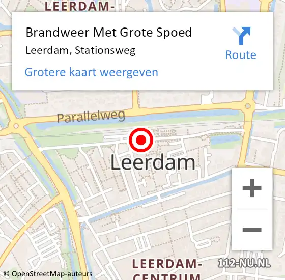 Locatie op kaart van de 112 melding: Brandweer Met Grote Spoed Naar Leerdam, Stationsweg op 19 november 2019 22:39