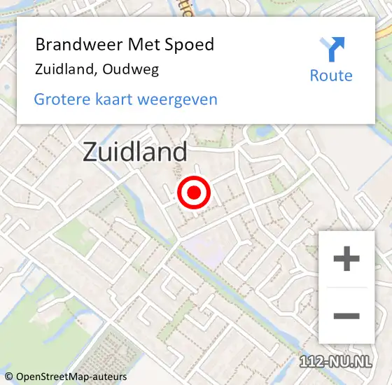 Locatie op kaart van de 112 melding: Brandweer Met Spoed Naar Zuidland, Oudweg op 19 november 2019 23:59