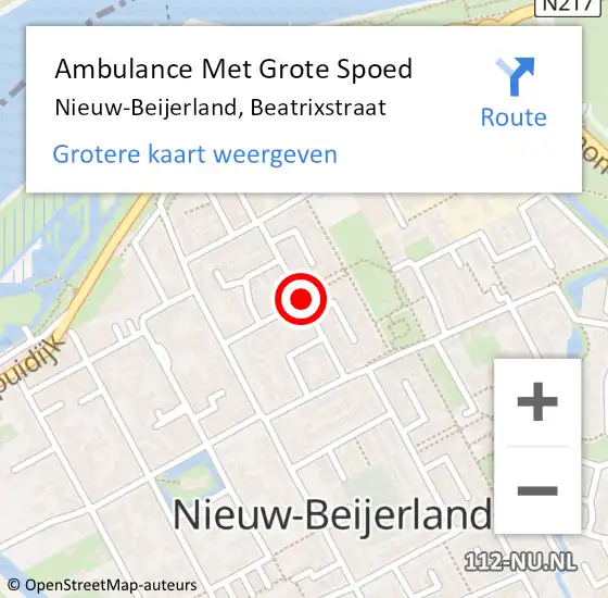 Locatie op kaart van de 112 melding: Ambulance Met Grote Spoed Naar Nieuw-Beijerland, Beatrixstraat op 20 november 2019 07:55