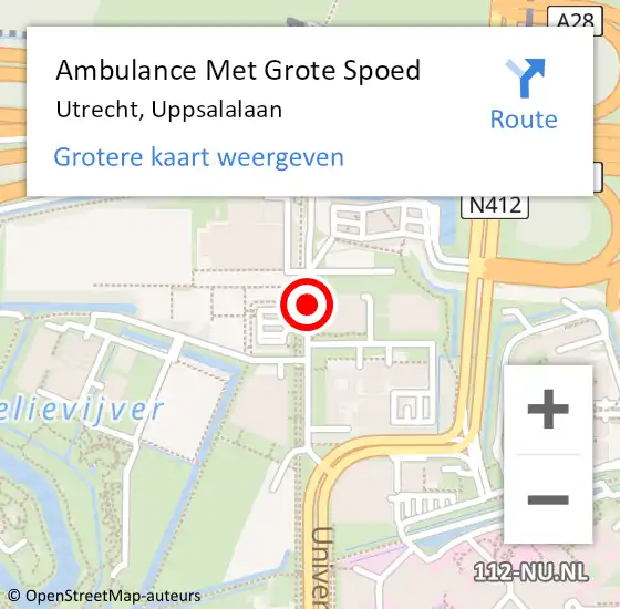 Locatie op kaart van de 112 melding: Ambulance Met Grote Spoed Naar Utrecht, Uppsalalaan op 20 november 2019 08:31