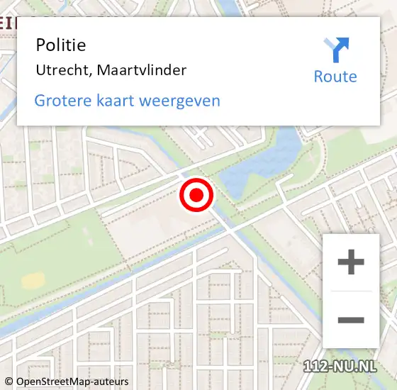Locatie op kaart van de 112 melding: Politie Utrecht, Maartvlinder op 20 november 2019 09:36