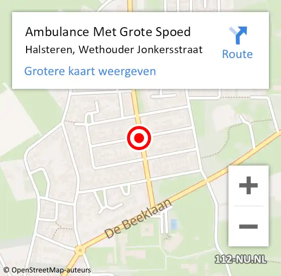Locatie op kaart van de 112 melding: Ambulance Met Grote Spoed Naar Halsteren, Wethouder Jonkersstraat op 20 november 2019 11:13